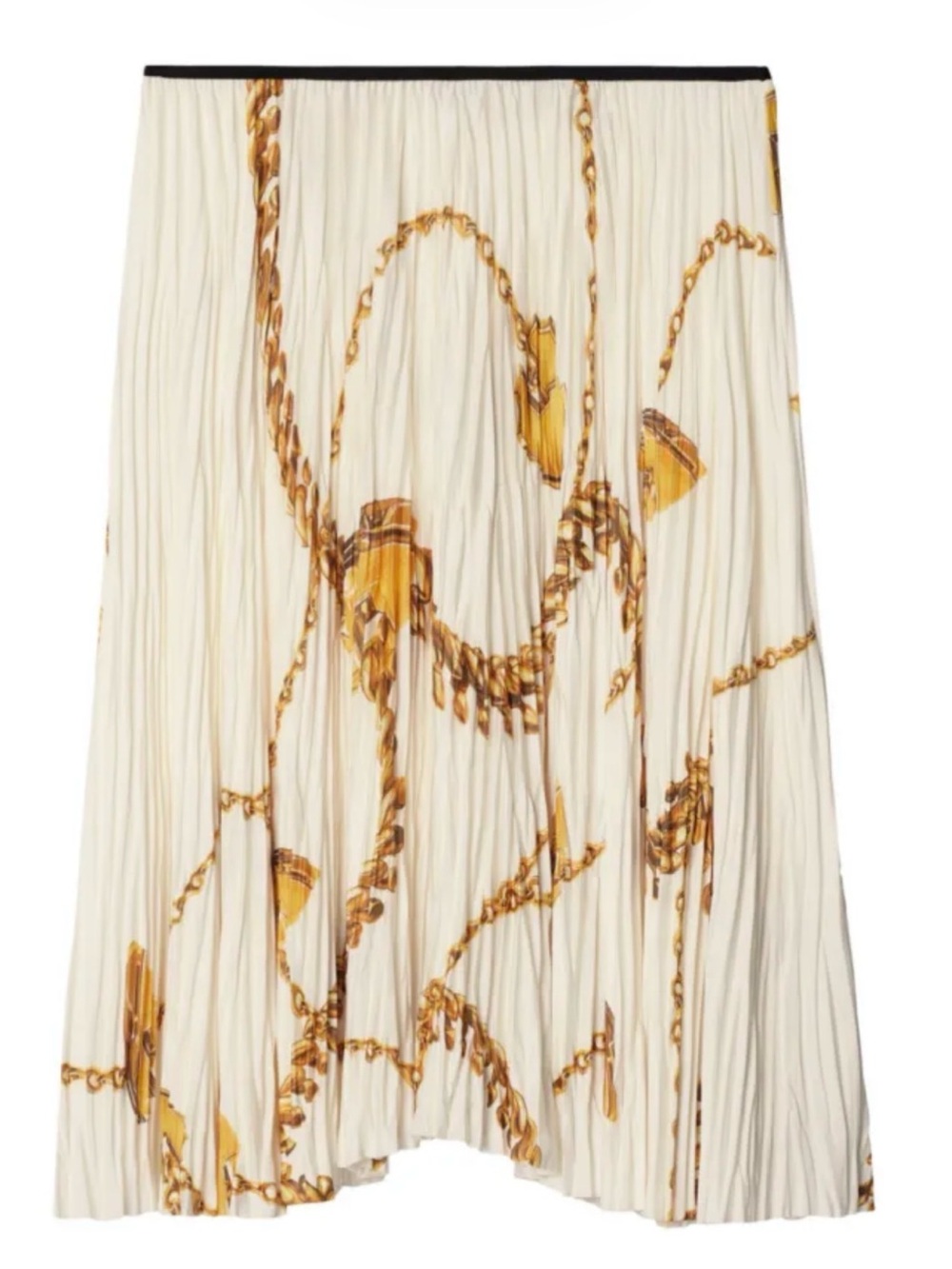 Burberry Jersey Skirt - White with Gold Chain Print